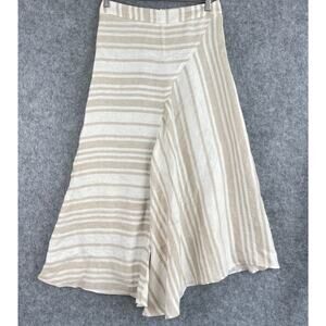 Co Collections Maxi Skirt Womens Small Stripe Italian Linen Asymmetrical Coastal